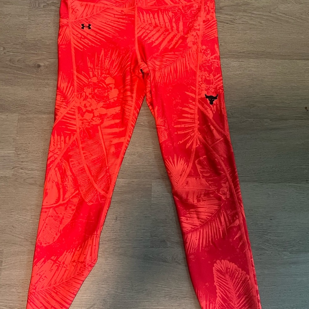 Under Armour Red Leggings with Tropical Print